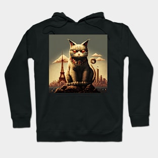 Catzilla waiting in Paris Hoodie